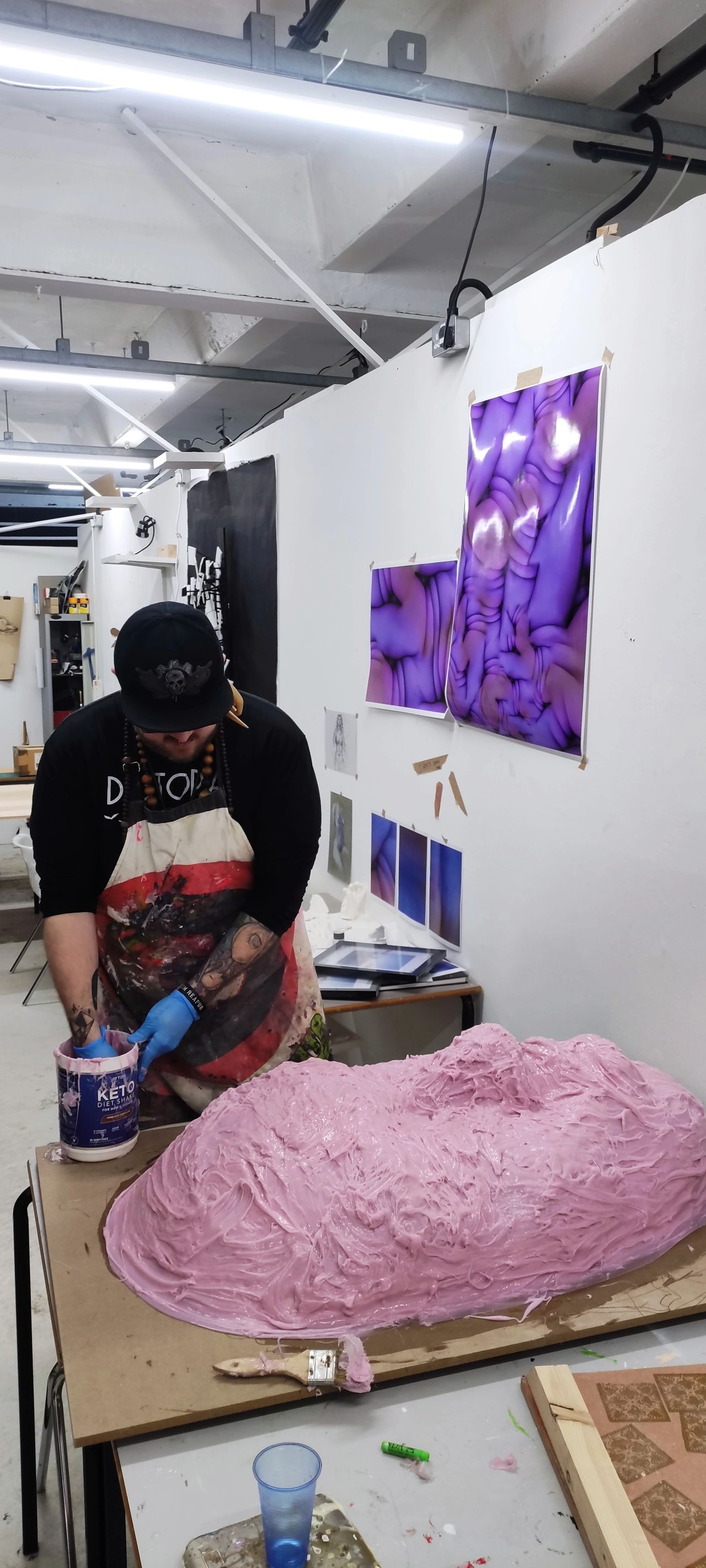 AILA installed in gallery space, cabling routed across wall